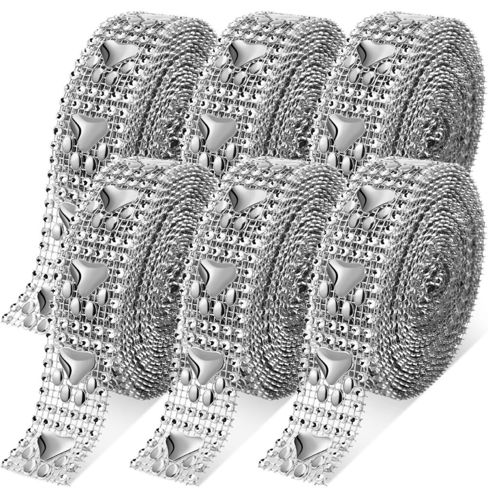 3658 6 Rolls Paw Print Rhinestone Bling Roll 5 Yard Homecoming Mum Ribbons